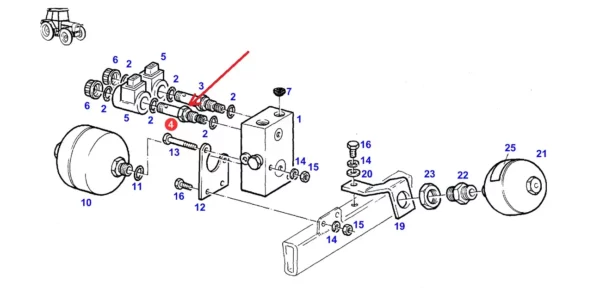 Oryginalny zawór hydrauliczny o numerze katalogowym F339302150020, stosowany w ciągnikach rolniczych marki Fendt. schemat