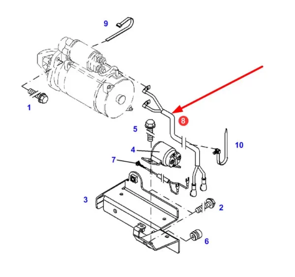 Oryginalny przewód łączący stacyje z rozrusznikiem, stosowany w ciągnikach marki Fendt schemat.