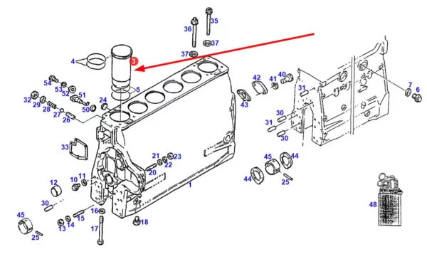 Oryginalna tuleja cylindra, stosowana w ciągnikach rolniczych marki Fendt schemat