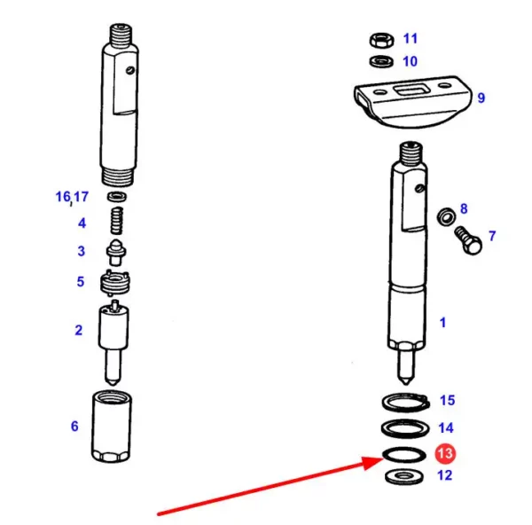 Oryginalny pierścień oring wtryskiwacza, stosowany w silnikach ciągników rolniczych marki Fendt schemat.