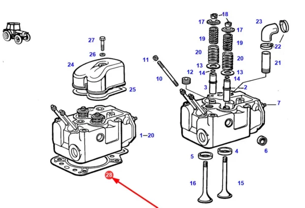 Oryginalna uszcelka głowicy silnika o numerze katalogowym F385202210110, stosowana w ciągnikach rolniczych marki Fendt. schemat