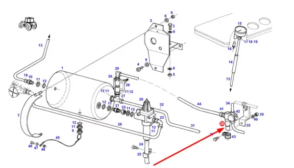 Oryginalny regulator ciśnienia powietrza, stosowany w ukladach pneumatycznych ciągników rolniczych marki Fendt schemat