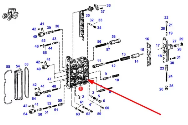 Oryginalna uszczelka mechanizmu sterującego zmianą biegów o numerze katalogowym F514100090130, stosowana w ciągnikach marki Fendt schemat.