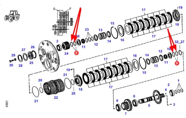 Oryginalny pierścień segera zewnętrzny o numerze katalogowym F514100360400, stosowany w ciągnikach marki Fendt schemat.
