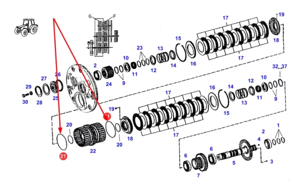Oryginalny pierścień oring skrzyni biegów o numerze katalogowym F514100360720, stosowany w ciągnikach rolniczych marki Fendt. schemat
