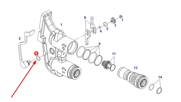 Oryginalne uszczelniacze przyłącza hydrauliki o numerze katalogowym F530960210020, stosowane w ciągnikach rolniczych marki Fendt schemat