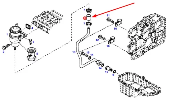 Oryginalna nasadka, montowana w odpowietrzinku skrzyni korbowej, stosowana w ciągnikach rolniczych marki Fendt schemat.
