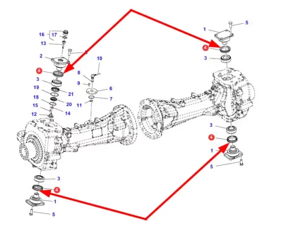 Oryginalny uszczelniacz przedniej osi o numerze katalogowym F716300020060, stosowany w ciągnikach rolniczych marek Fendt oraz Massey Ferguson schemat.