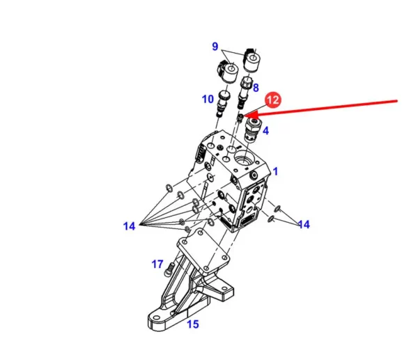 Oryginalny zawór zwrotny, stosowany w ciągnikach rolniczych marki Challenger oraz Fendt schemat.