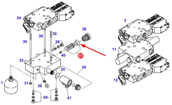 Oryginalna uszczelka oring filtra oleju o numerze katalogowym F716961020340, stosowana w ciągnikach rolniczych marki Fendt schemat.