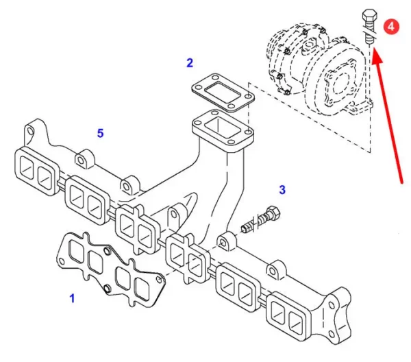 Oryginalna śruba wydechu, stosowana w ciągnikach marki Fendt schemat.