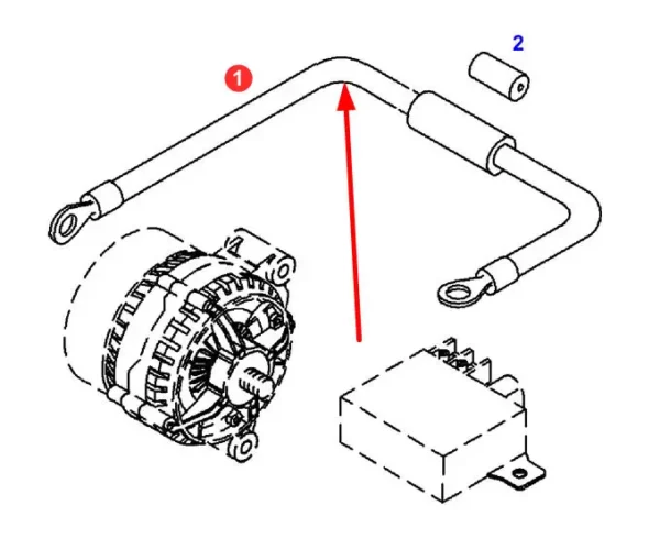 Oryginalny przewód prądowy alternatora, stosowany w ciągnikach marki Fendt schemat.