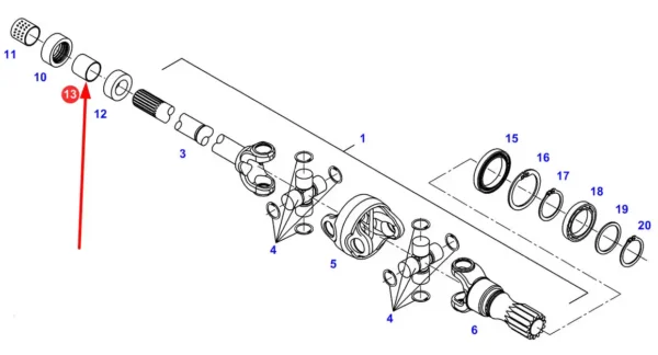 Oryginalna tulejka wału, stosowana w ciągnikach Challenger, Fendt, Massey Feruson, Valtra schemat.
