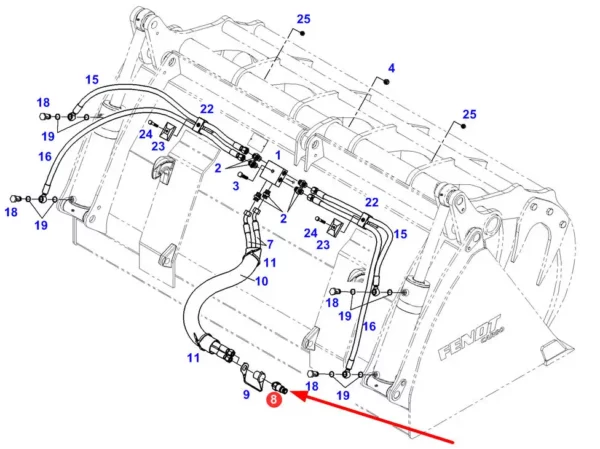 Oryginalne szybkozłącze hydrauliczne, stosowane w ciągnikach rolniczych marki Fendt.