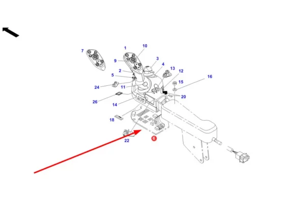 Oryginalna płytka drukowana joystick numerze katalogowym F725970160030, stosowana w ciagnikach rolniczych marki Fendt. schemat