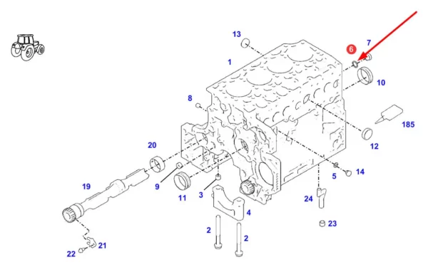 Oryginalna podkładka uszczelniająca blok silnika o numerze katalogowym F731200210190, stosowana w ciągnikach rolniczych marki Fendt. schemat
