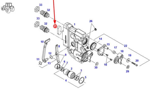 Oryginalna uszczelka gumowa sekcji hydraulicznej o numerze katalogowym F737960200020, stosowana w ciagnikach rolniczych marki Fendt. schemat