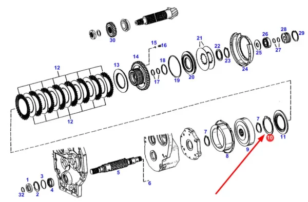 Oryginalny pierścień segera, stosowany w synchronizatorze skrzyni biegów ciągników marki Fendt schemat.