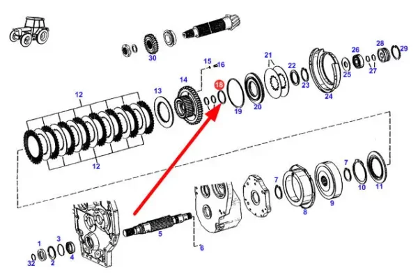 Oryginalny pierścień oring o wymiarach 156 x 3 mm, numerze katalogowym F824100320340, o zastosowaniu w ciągnikach marki Fendt schemat.