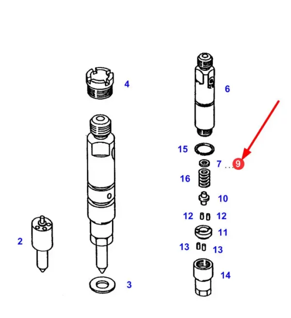 Oryginalna podkładka regulacyjna wtrysku 1.98mm o numerze katalogowym F824200710190, stosowana w ciągnikach rolniczych marki Fendt schemat.