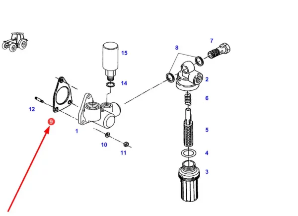Uszczelka pompy paliwa o numerze katalogowym F824200711100, stosowana w ciągnikach rolniczych marki Fendt schemat