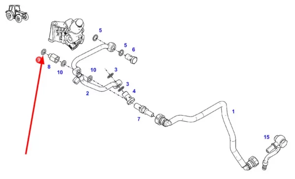 Oryginalny uszczelniacz instalacji paliwowej, stosowany w ciągnikach rolniczych marki Fendt schemat
