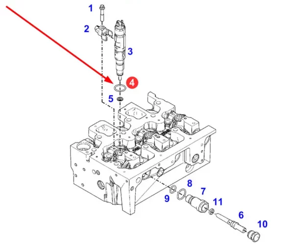 Oryginalny pierścień uszczelniający wtryskiwacza typu oring stosowany w ciągnikach rolniczych marki Fendt schemat