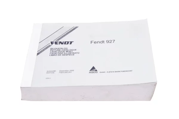 Oryginalny katalog części Fendt 927 wydanie 12/2006 w języku niemiecku angielsku i hiszpańskim.