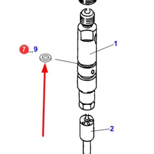 Oryginalna podkładka wtryskiwacza o wymiarze 1,74mm i numerze katalogowym F926202710350, stosowana w ciągnikach rolniczych marki Fendt schemat.