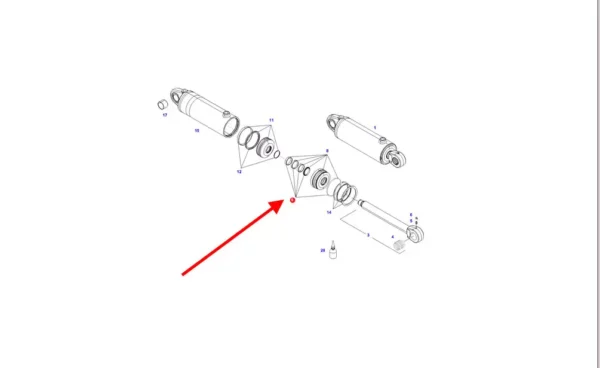 Oryginalny zestaw uszczelniający siłownika hydraulicznego, stosowany w ciągnikach rolniczych marki Fendt. schemat