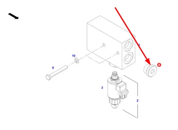 Oryginalny zawór zwrotny o numerze katalogowym F931920036020, stosowany w ciągnikach rolniczych marki Fendt schemat