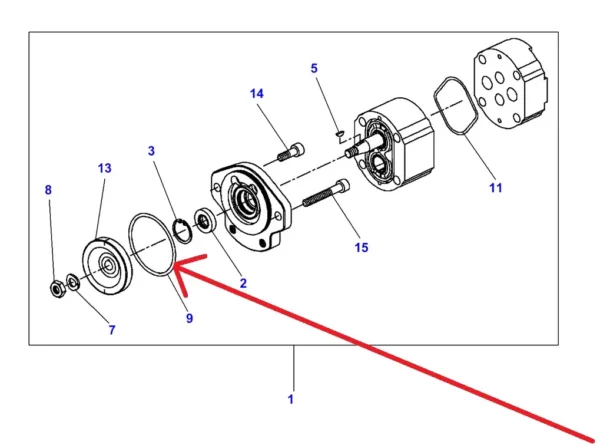 Oryginalny pierścień oring pompy hydraulicznej o numerze katalogowym F931941100020, stosowany w ciągnikach rolniczych marki Fendt, Massey Ferguson, Challenger, Valtra schemat.