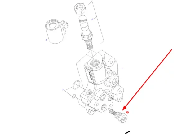Oryginalny zawór zwrotny, stosowany w ciągnikach rolniczych marki Fendt schemat