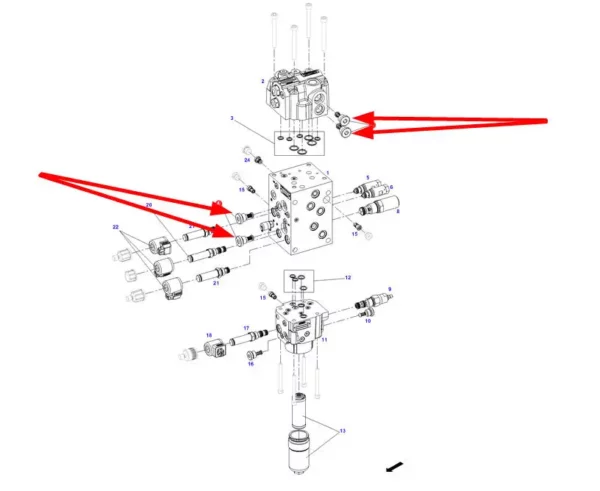 Oryginalny zawór bloku hydraulicznego, stosowany w ciągnikach rolniczych marek Challenger i Fendt schemat