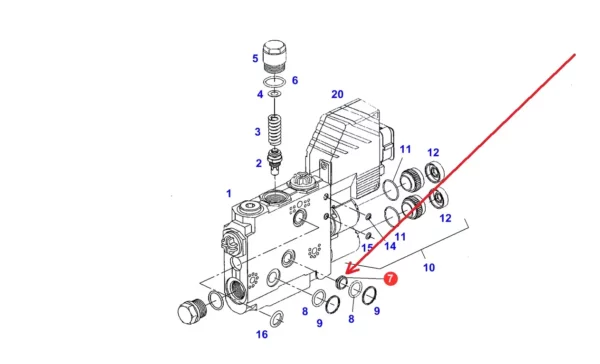 Oryginalny zawór hydrauliczny o numerze katalogowym F931962030010, stosowany w ciagnikach rolniczych marki Fendt. schemat