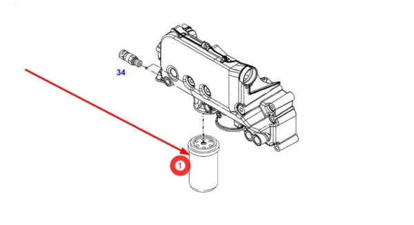 Oryginalny puszkowy filtr paliwa silników Deutz stosowany w ciągnikach rolniczych marki Fendt schemat