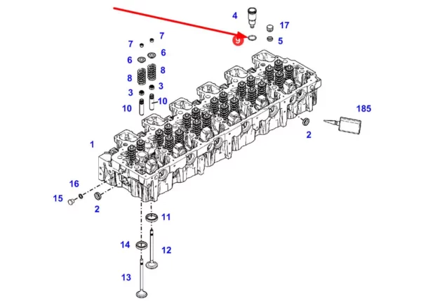 Oryginalny uszczelniacz gniazda wtryskiwacza typu oring o wymiarach 23,6 x 2 mm, stosowany w ciągnikach rolniczych marki Fendt. schemat