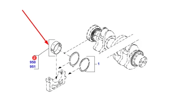 Oryginalna panewka wału korbowego o wymiarach 85,00 mm i numerze katalogowym F934201310120, stosowana w ciągnikach rolniczych marki Fendt. schemat