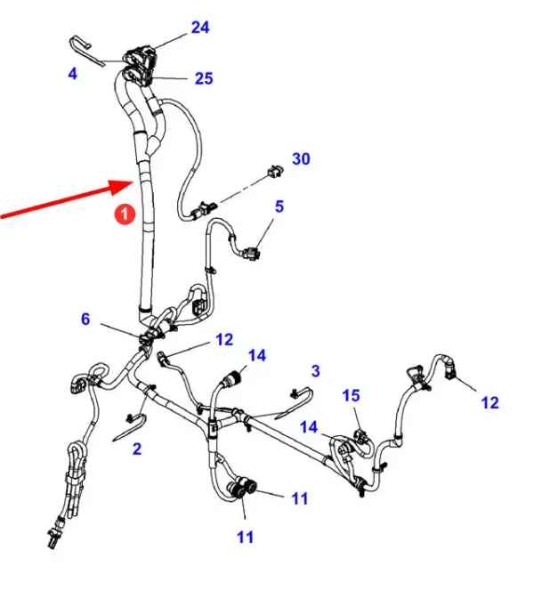 Oryginalna wiązka przewodów, stosowana w ciągnikach rolniczych marki Fendt. schemat