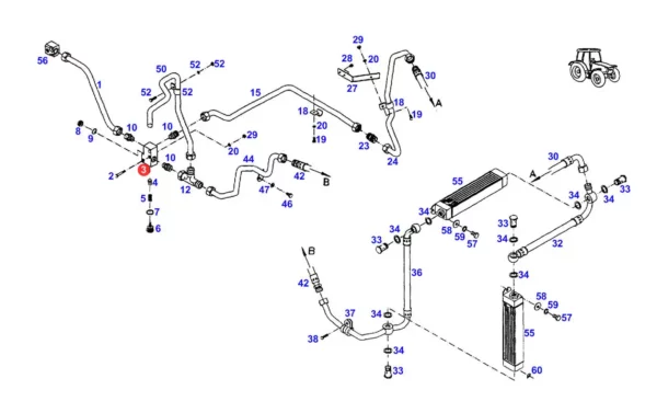 Oryginalny regulator temperatury oleju Fendt o numerze katalogowym G117951250020 stosowany w ciągnikach Fendt schemat.