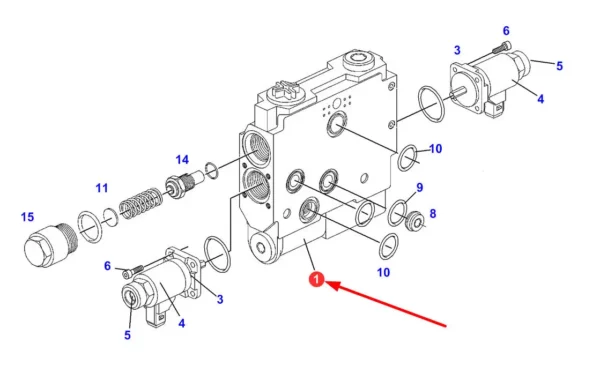 Oryginalny zawór sterujący o numerze katalogowym G117961030012, stosowany w ciągnikach rolniczych marki Fendt schemat.