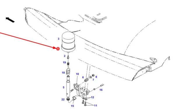 Oryginalna lampa ostrzegawcza  o numerze katalogowym G339900140011, stosowana w maszynach i pojazdach rolniczych marki Fendt schemat.