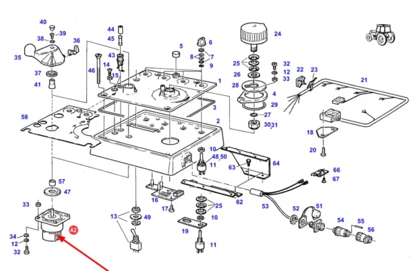 Oryginalny przełącznik tylnego podnośnika o numerze katalogowym G385862900150, stosowany w ciągnikach rolniczych marki Fendt schemat.
