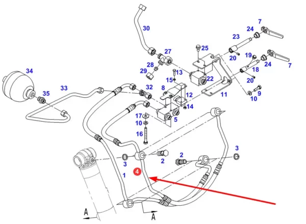 Oryginalny przewód wysokiego ciśnienia tylnego TUZ o numerze katalogowym G404920030040, stosowany w maszynach i pojazdach rolniczych marki Fendt schemat