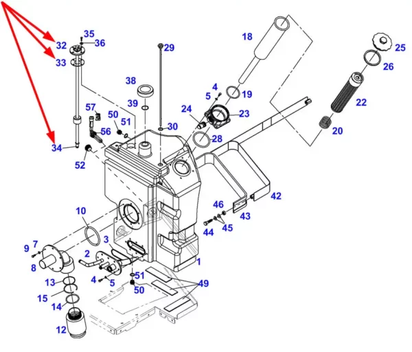 Oryginalny czujnik poziomu oleju hydraulicznego o numerze katalogowym G404970020030, stosowany w ciągnikach rolniczych marki Fendt schemat.