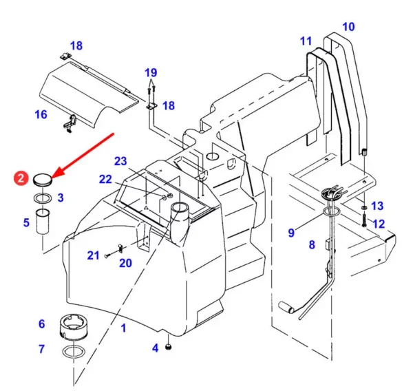 Oryginalny korek wlewu paliwa  o numerze katalogowym G524200061020, stosowany w ciągnikach rolniczyh marki Fendt schemat.