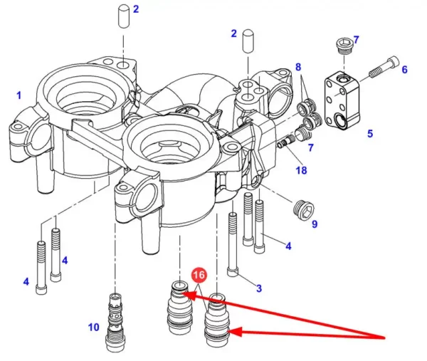 Oryginalny zawór hydrauliczny o numerze katalogowym G716100430011, stosowany w ciągnikach rolniczych marki Fendt oraz Massey Ferguson schemat.