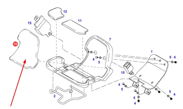Oryginalne poszycie siedzenia pasażera, stosowane w ciągnikach rolniczych marki Fendt schemat
