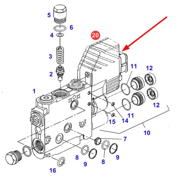 Oryginalny moduł elektrohydrauliczny EHR, stosowany w maszynach rolniczych marki Fendt.