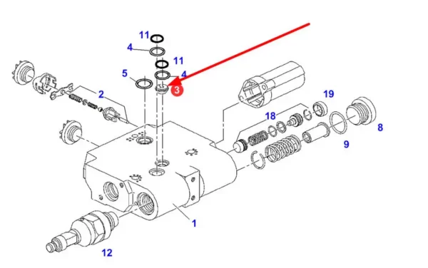 Oryginalny zawór hydrauliczny o numerze katalogowym G816960020110, stosowany w ciągnikach rolniczych marki Fendt schemat.